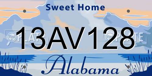 13AV128 Alabama License Plate