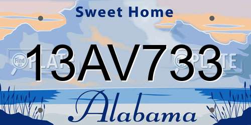 13AV733 Alabama License Plate