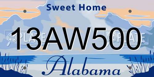 13AW500 Alabama License Plate