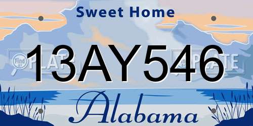 13AY546 Alabama License Plate