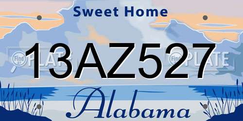 13AZ527 Alabama License Plate