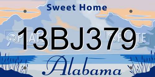 13BJ379 Alabama License Plate