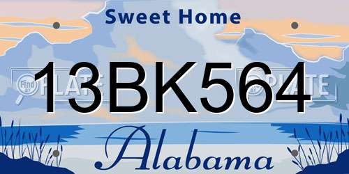 13BK564 Alabama License Plate