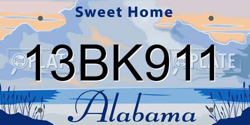 13BK911 Alabama License Plate