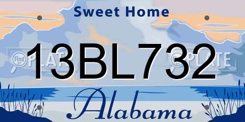 13BL732 Alabama License Plate