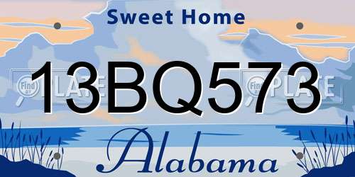 13BQ573 Alabama License Plate