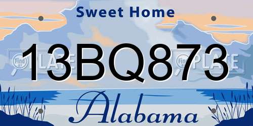 13BQ873 Alabama License Plate