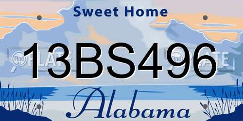 13BS496 Alabama License Plate
