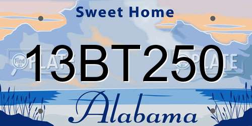13BT250 Alabama License Plate