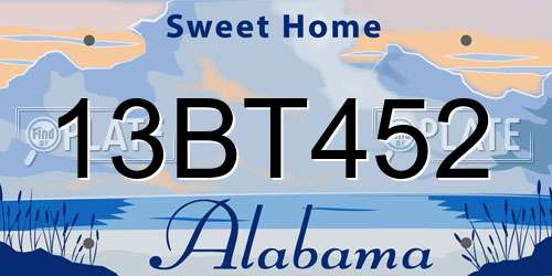 13BT452 Alabama License Plate