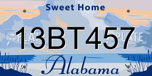 13BT457 Alabama License Plate