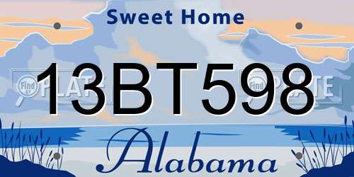 13BT598 Alabama License Plate