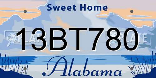 13BT780 Alabama License Plate