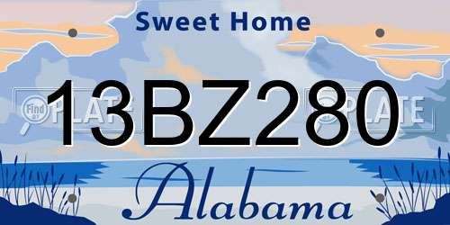 13BZ280 Alabama License Plate