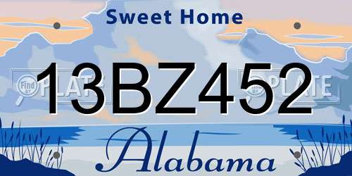 13BZ452 Alabama License Plate