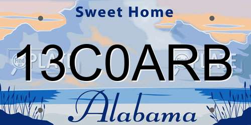 13C0ARB Alabama License Plate