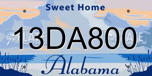 13DA800 Alabama License Plate