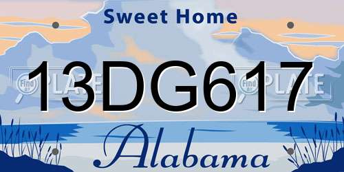 13DG617 Alabama License Plate