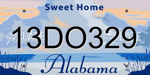 13DO329 Alabama License Plate