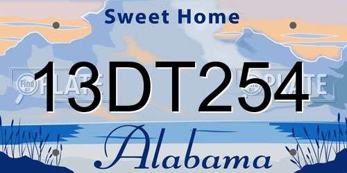 13DT254 Alabama License Plate