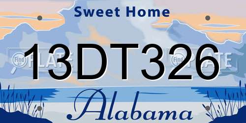 13DT326 Alabama License Plate