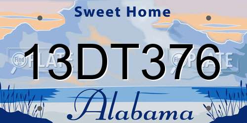 13DT376 Alabama License Plate