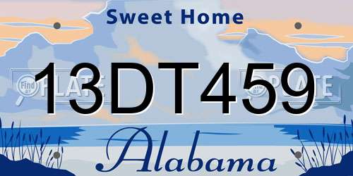 13DT459 Alabama License Plate
