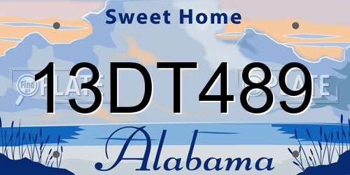 13DT489 Alabama License Plate