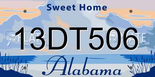 13DT506 Alabama License Plate