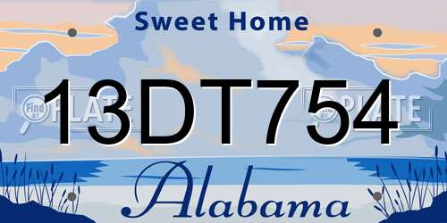 13DT754 Alabama License Plate