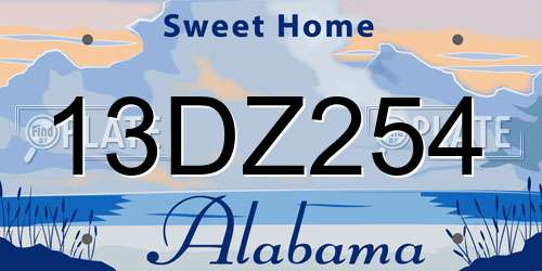 13DZ254 Alabama License Plate