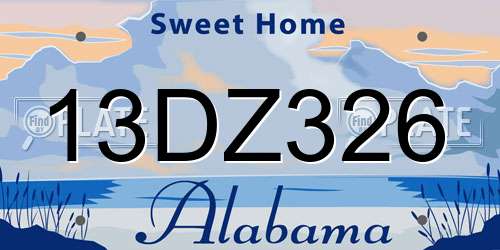 13DZ326 Alabama License Plate