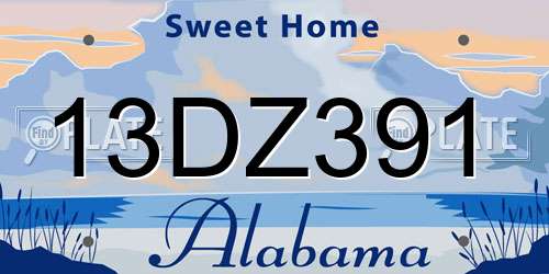13DZ391 Alabama License Plate
