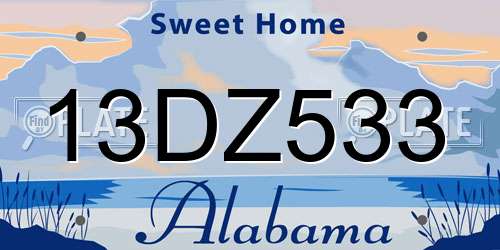 13DZ533 Alabama License Plate