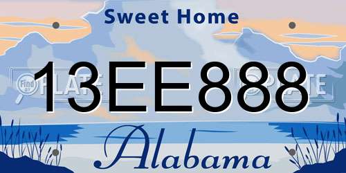 13EE888 Alabama License Plate