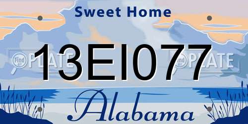 13EI077 Alabama License Plate