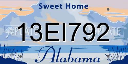 13EI792 Alabama License Plate