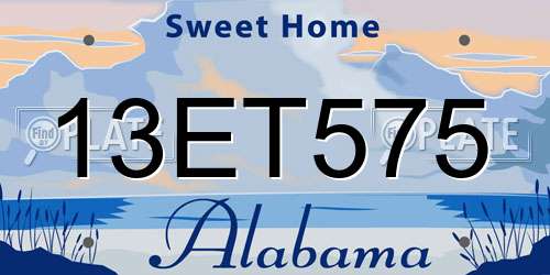 13ET575 Alabama License Plate