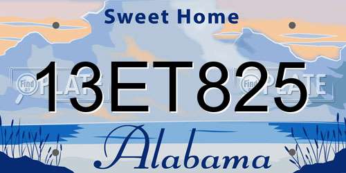 13ET825 Alabama License Plate