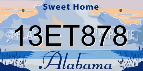 13ET878 Alabama License Plate
