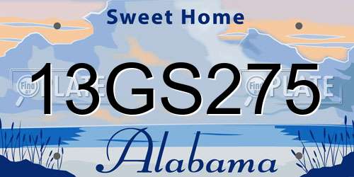 13GS275 Alabama License Plate
