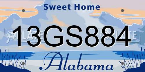 13GS884 Alabama License Plate