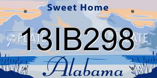 13IB298 Alabama License Plate