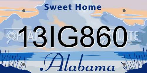 13IG860 Alabama License Plate
