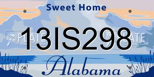 13IS298 Alabama License Plate
