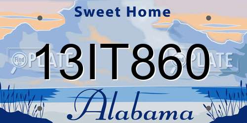 13IT860 Alabama License Plate
