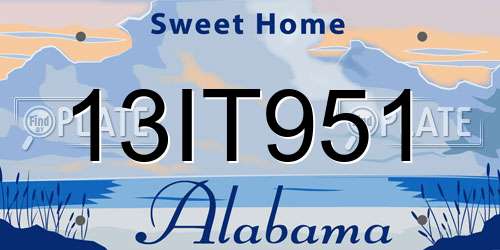 13IT951 Alabama License Plate