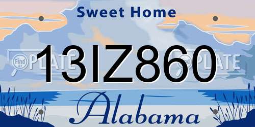 13IZ860 Alabama License Plate
