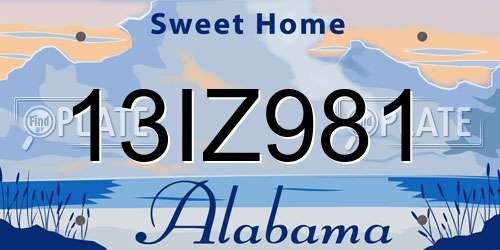 13IZ981 Alabama License Plate