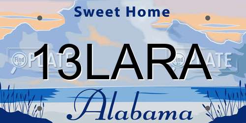 13LARA Alabama License Plate